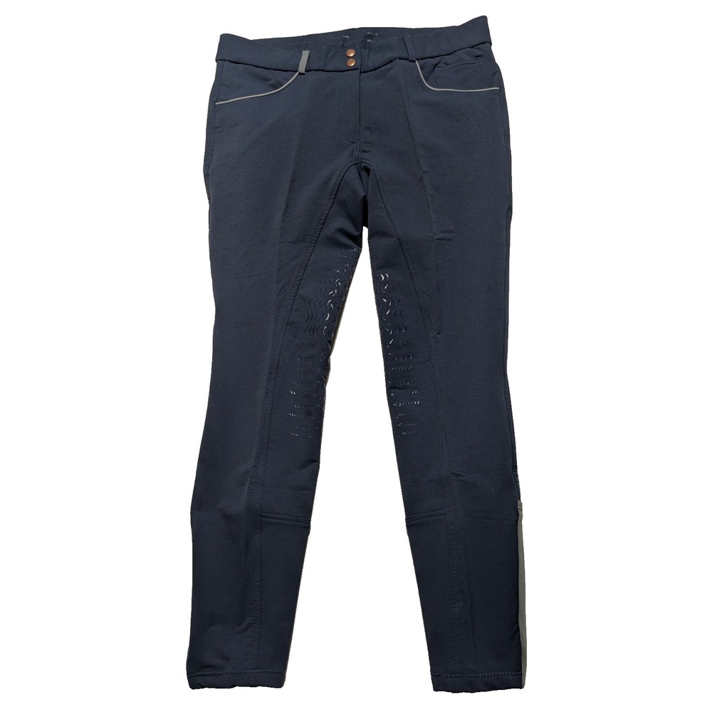 EQUO Women 34 (35X29) Navy Gray Riding Breech Active Grip Equestrian Pants NEW